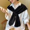 1Pieces Korean Neck Guard Scarve Solid Color Woman's Knitted Cross Shawl Blouse Shoulders Fake Collar Cape Mountaineering Scarf