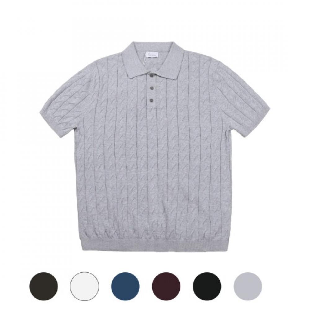 Limid Men S Cable KniT Collar T ShirT Rom TSh Cc