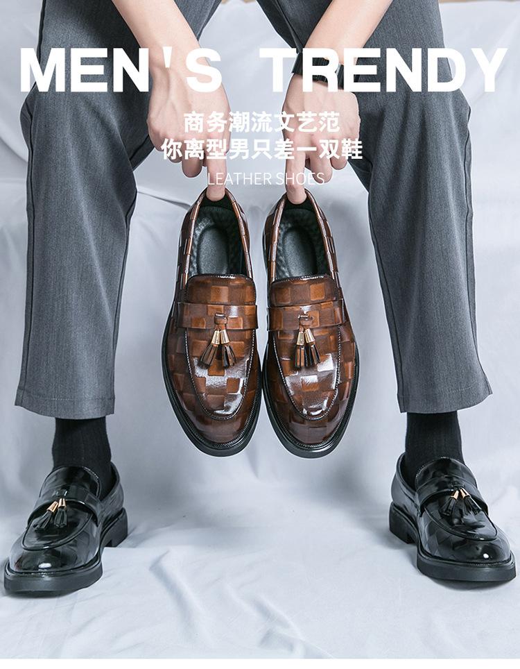 2025 дешевая новая деловая повседневная кожаная обувь мужская удобная и дышащая с кисточками на одном педале закрывающая ногу мужская обувь больших размеров