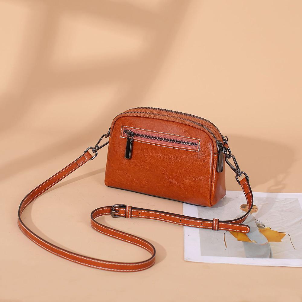 2025 Мини Женские Сумки Через Плечо Ретро Натуральная Кожаная Сумка-Меселердж Двухслойная Молния Женская Сумка Через Плечо Отличные Сумки Из Коровьей Кожи