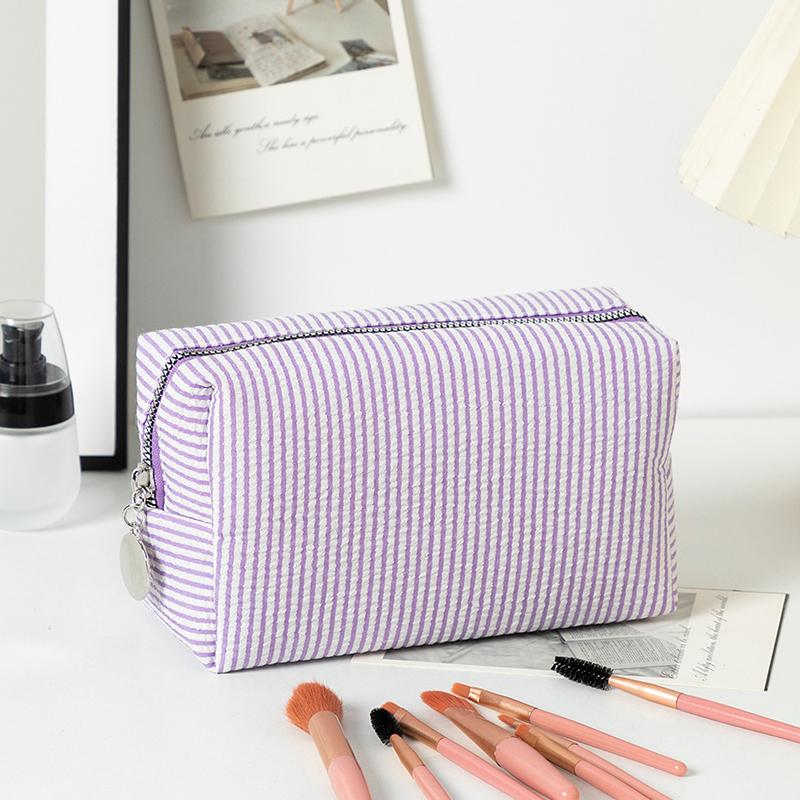 Свежая Простая Полосатая Косметичка Большой Вместимости Сумка для Макияжа Пенал Дорожные Сумки для Туалетных Принадлежностей Косметичка для Хранения Туалетных Принадлежностей