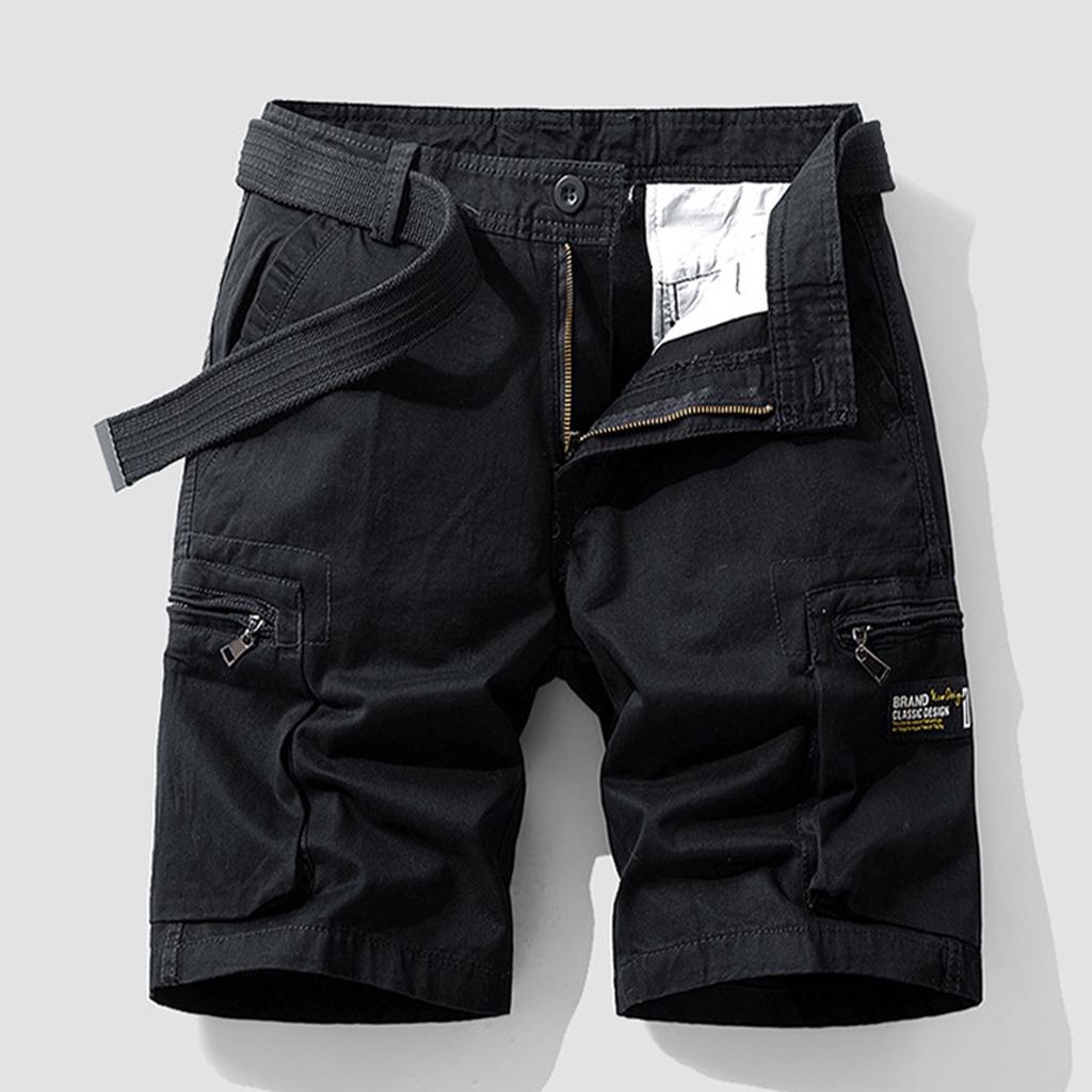 Мужские шорты карго, повседневные рабочие шорты для улицы, ретро свободные шорты карго с несколькими карманами и молнией