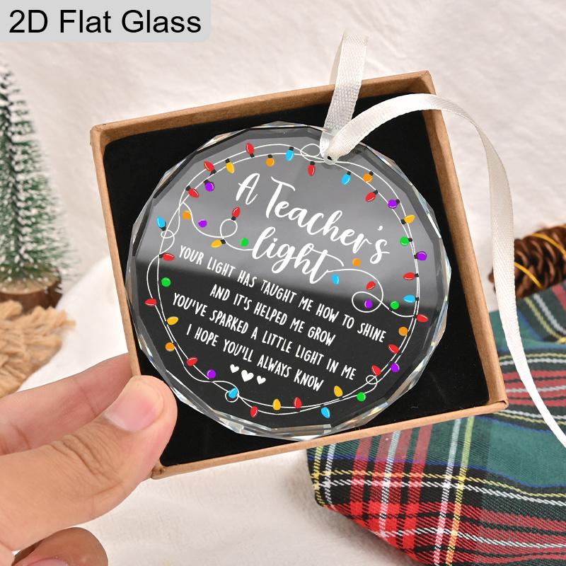 Стеклянное украшение для учителя, Подвесное украшение с цитатой «Свет учителя», Подарок на День учителя, Рождество, День благодарения, Подарок к началу учебного года