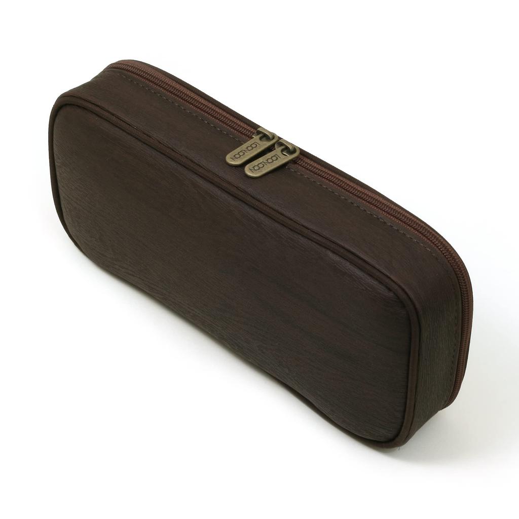 LOONLOON 664 Деревянный карандаш Темный Большой корпус с текстурой дерева, Коричневый, Вместительный, Стильный, Двухъярусный, Многофункциональный,