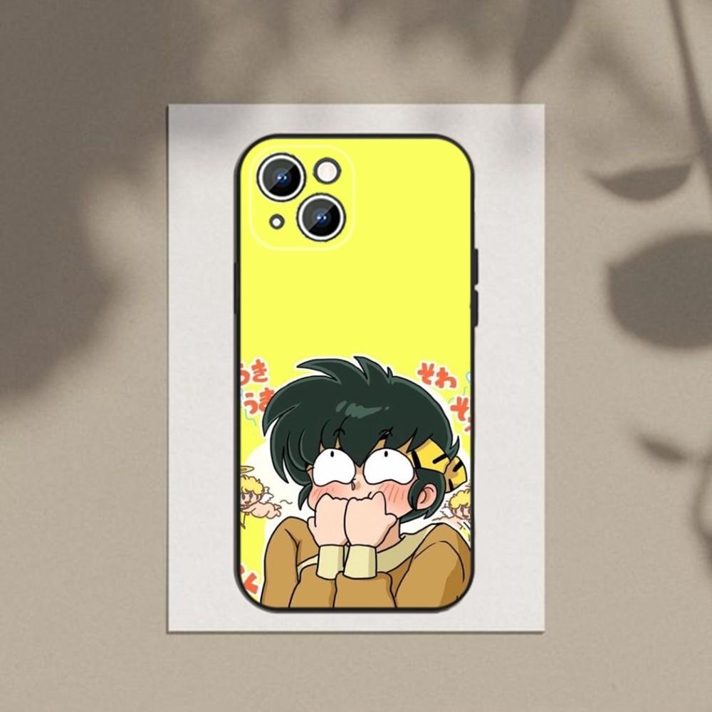 Cartoon R-RANMA 1 2 Phone Case Phone Case For Apple iPhone 15,14,13,12,11,XS,XR,X,8,7,Pro,Max,Plus,mini Silicone Black Cover