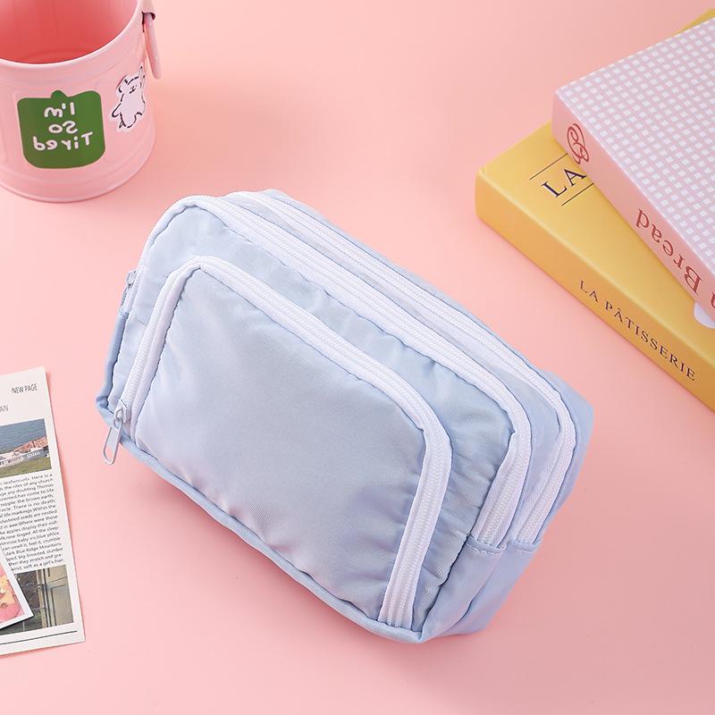 Трехслойный пенал большой емкости с окошком - японская сумка для канцелярских принадлежностей, простой стиль