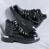 Новое поступление Мужские мотоботы из ПУ кожи Уличный стиль Мода Мужские ботинки до середины икры На шнуровке Уличная обувь для ходьбы Высокие ботинки
