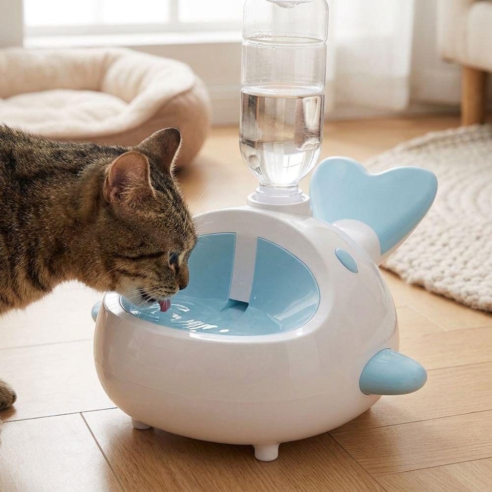 Non-Slip Cat Gravity Water Dispenser Whale-Shaped Pet Drinking Station  Daily Drinking