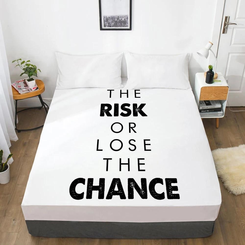 White Letter Fitted Sheets Mattress Cover With Elastic Band 3D Bed Sheet Linens 200x220 160x200 Bed Sheet Customize Size/design