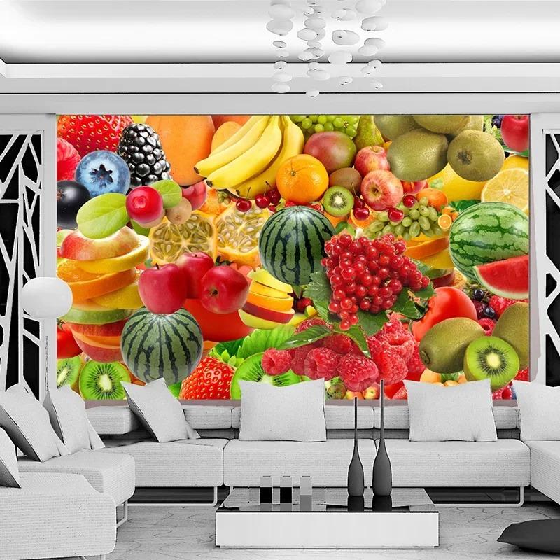 Современные обои 3D стерео фрукты фотообои Кухня Фруктовый магазин Фон Настенная роспись Декор