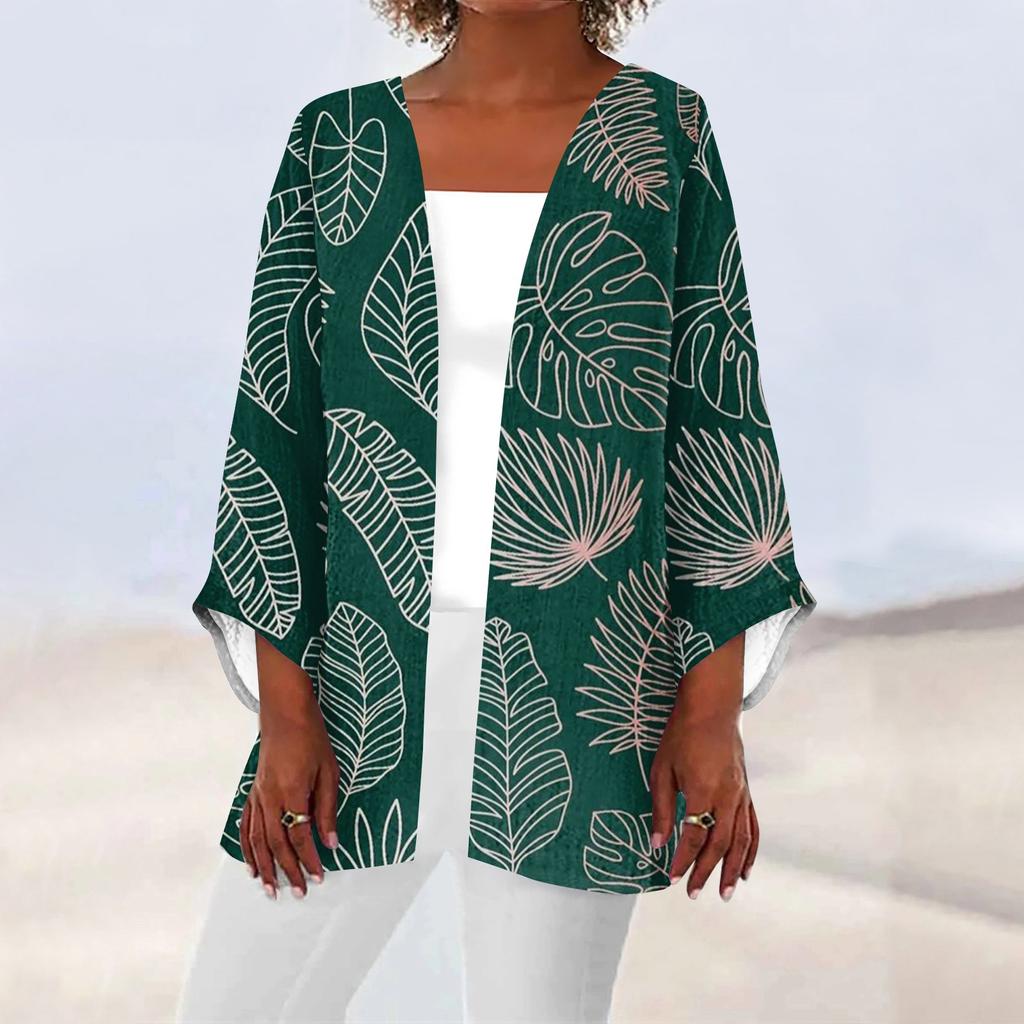 Women's Casual Fashion Printed Lightweight Medium Length Jacket Cardigan