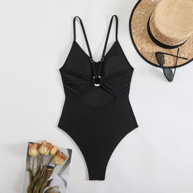 Womens Solid Color One-Piece Swimsuit With Padded Bust No Underwire Slim Fit Swimming Beach Vacation