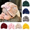 Velvet Bowknot Baby Hat Autumn Winter Warm Newborn Solid Color Beanie Infant Kids Photography Props