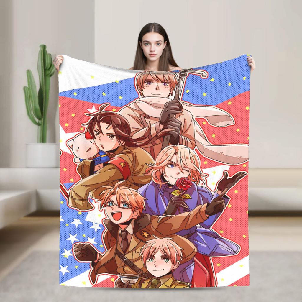 APH Italy Hetalia Anime Blanket Fleece Winter Multifunction Super Soft Throw Blanket for Home Travel Rug Piece