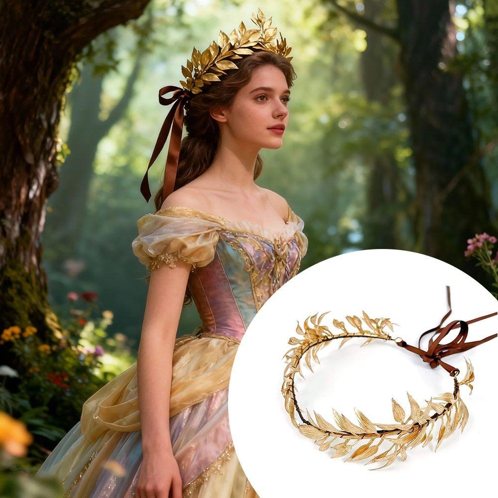 Gold God Elf Leaf Headpiece Royal King’s Headband  for King Men Adult Renaissance Toga Cospay