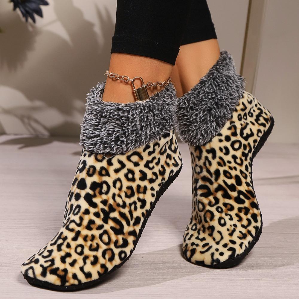 Winter Thicken Warm Chic Leopard Print Socks Indoor Non-Slip Couple socks Christmas Gifts