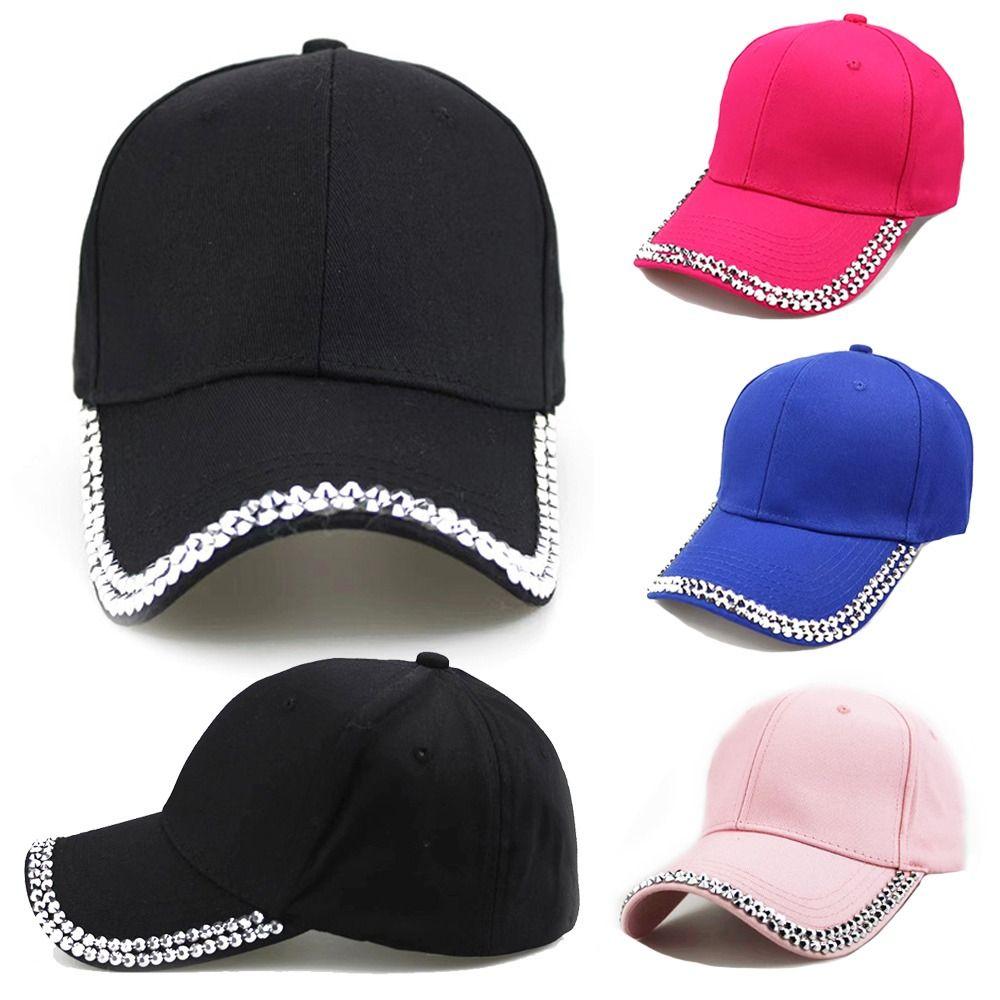Adjustable Rhinestone Baseball Cap Elegant Streetwear Cap Diamond Brim Cap  Couple Accessories