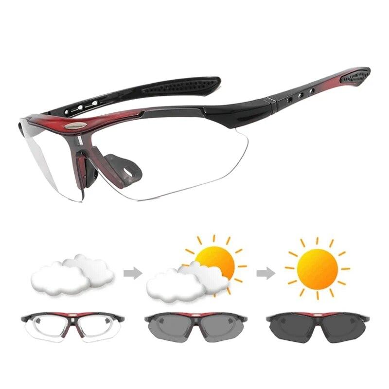 Фотохромные солнцезащитные очки для бега и велоспорта, мужские и женские велосипедные очки с оправой для близорукости, поляризационные очки для шоссейного велосипеда, MTB