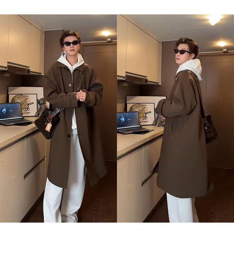 Женский ветрозащитный плащ petite средней длины в японском стиле с воротником-куклой, свободный крой - Весна 2025