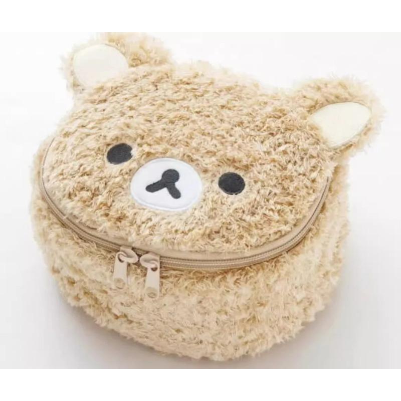 Cute Anime Bear Face Girls Plush Stuffed Make Up Bags Cosmetic Case For Women