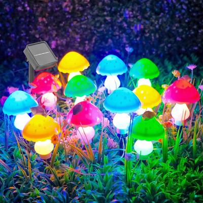 Набор из 12 шт. RGB Солнечный грибной светильник Солнечный садовый кол с грибом 8 режимов Водонепроницаемый солнечный светильник-гриб для сада, двора, ландшафта