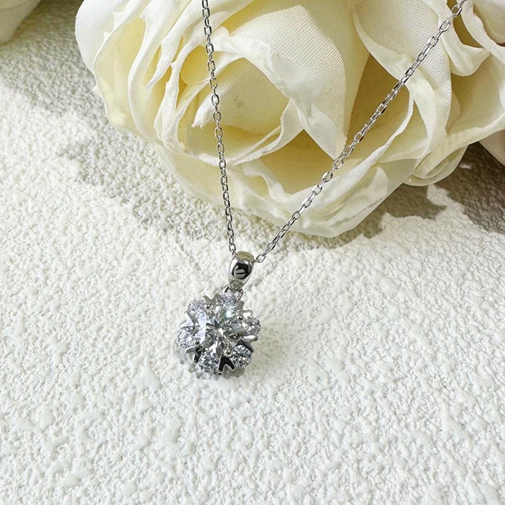 Vinregem 100% серебро 925 пробы VVS1 3EX D Цвет 1CT 6,5 мм настоящий муассанит с бриллиантами, драгоценный камень, цветок, кулон, ожерелье, ювелирные изделия GRA