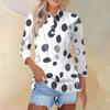 Женский модный повседневный топ на пуговицах с рукавом 3/4 и геометрическим принтом с лацканами