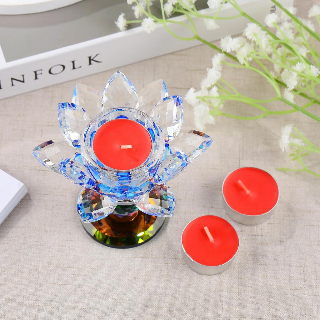 Подсвечник Хрустальный Лотос Цяньвэй, Украшение для буддийского алтаря, Искусственный цветок лотоса, Вращающийся на 360°, Ветрозащитный подсвечник, Высокопрозрачный