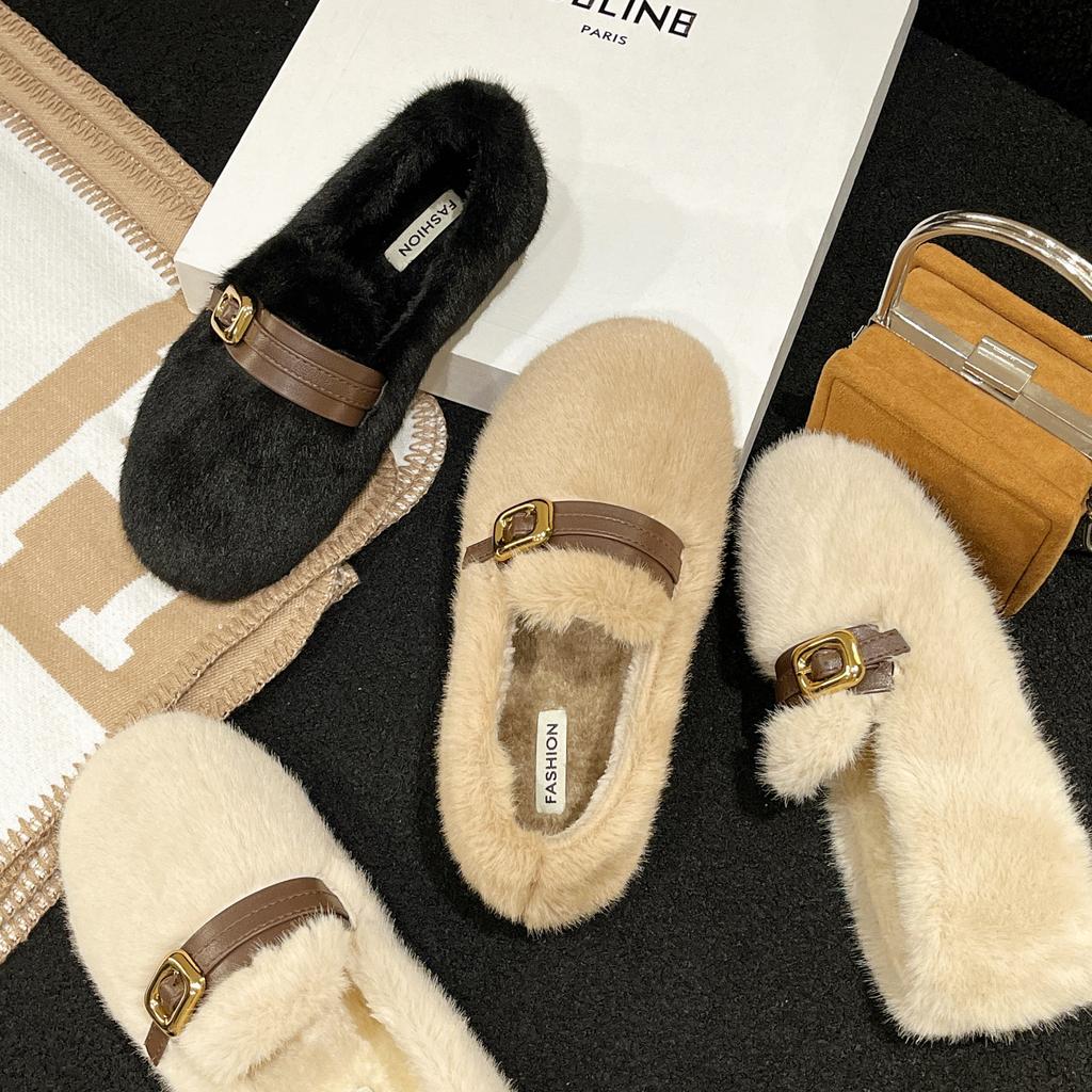 Осенние и зимние бархатные туфли Doudou маленького размера из хлопка, женские туфли, чтобы сохранить тепло, пушистые туфли на толстой подошве, женские мягкие подошвы легко носить, пух