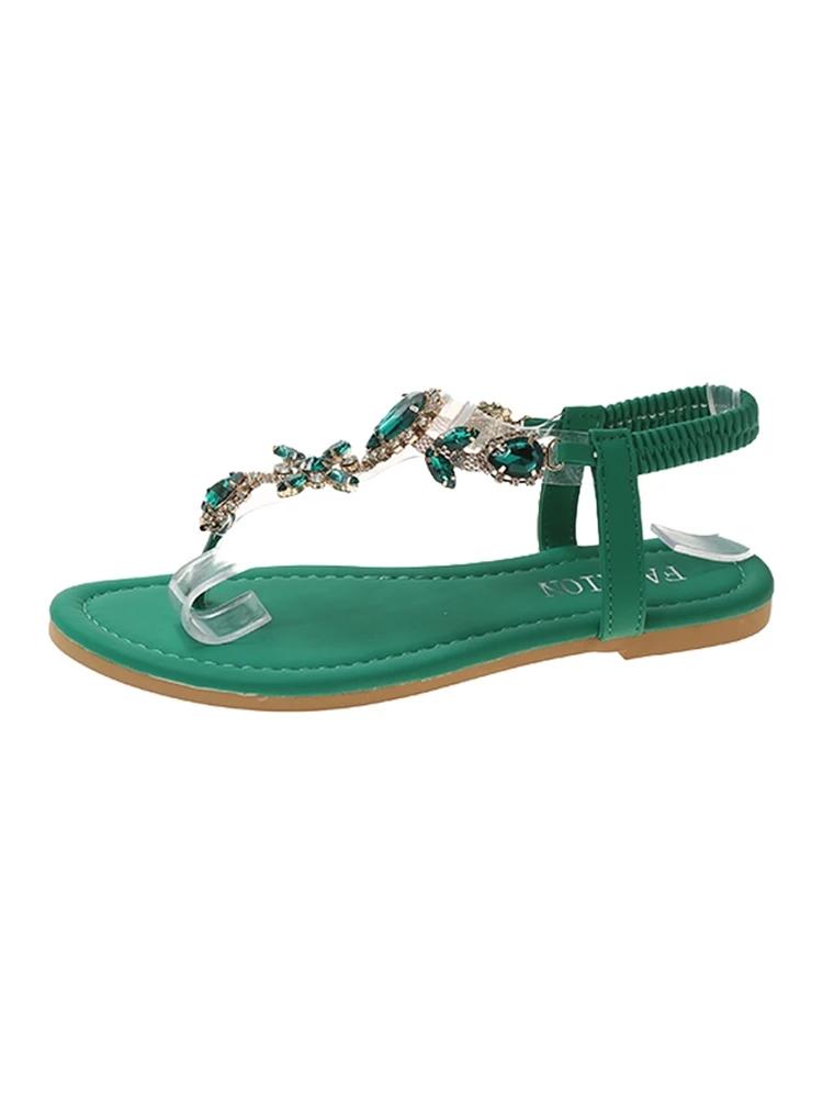 New Arrived Summer Flats Sandals Women Crystal Clip Toe Slippers Trend Luxury Brand Ladies Shoes Beach Causal Slides