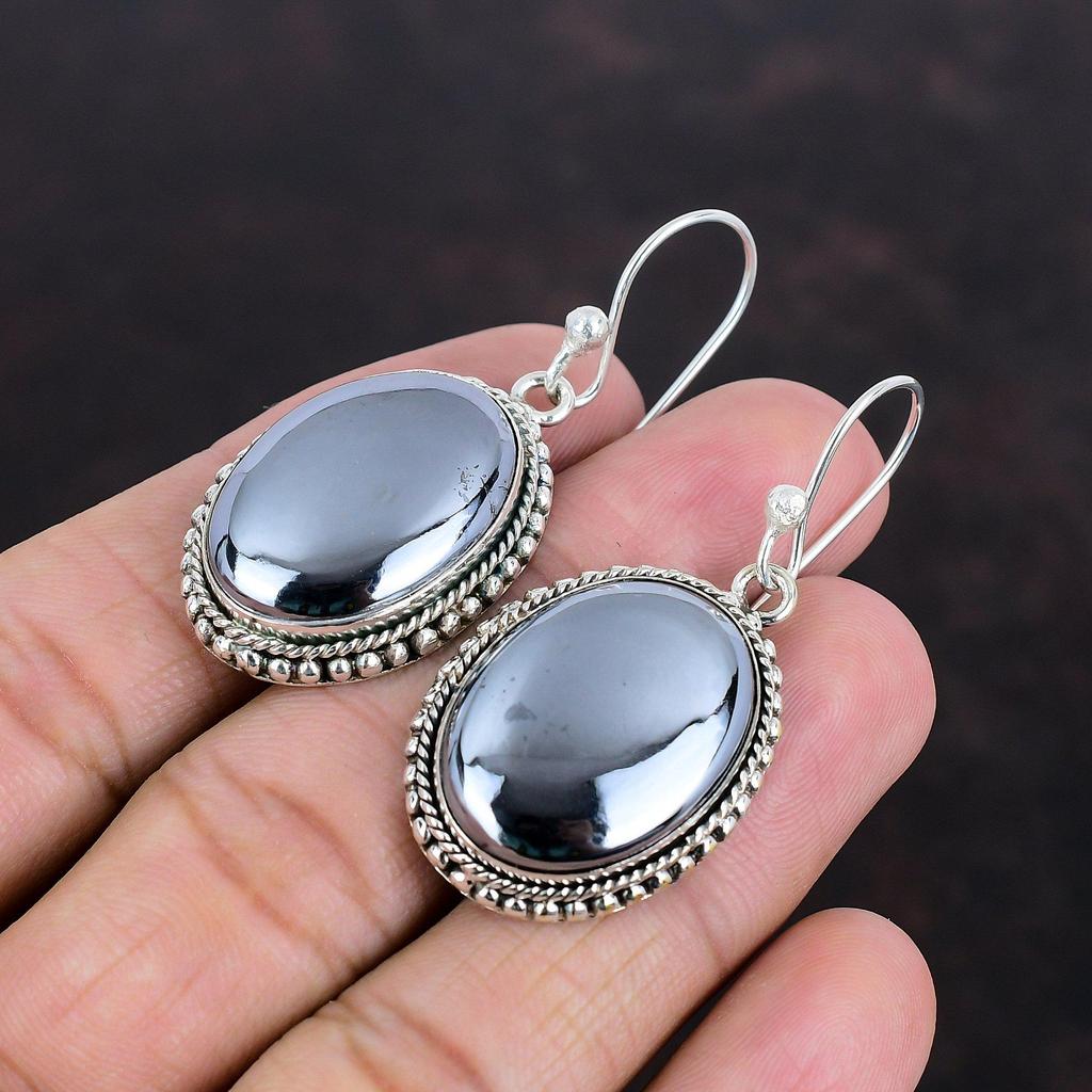 Серьги из шунгита, настоящие серьги из драгоценных камней, винтажные украшения, серьги из стерлингового серебра 925 пробы, украшения ручной работы, абсолютно новые серьги, подарки для мамы