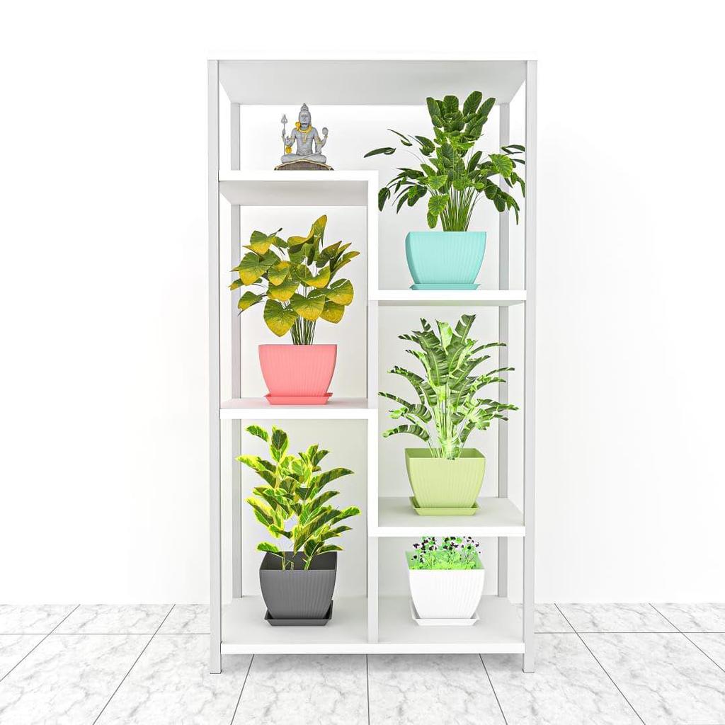 Пластиковые круглые цветочные горшки для домашних растений, террасы, сада и т. д. | Упаковка из 05 штук | Разноцветные | Подходят для домашних комнатных и уличных садовых растений