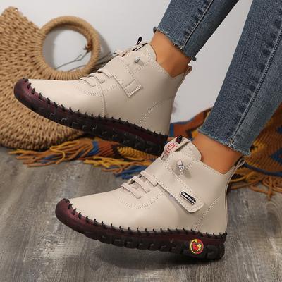 Удобные ботильоны на плоской мягкой подошве для женщин, осень-зима, на шнуровке, с нескользящей подошвой, повседневная обувь для женщин, кроссовки из искусственной кожи Mujer