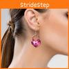 Sweet Heart Shaped Lock And Key Design Acrylic Women Pink Earrings Jewelry For Unisex Daily Use