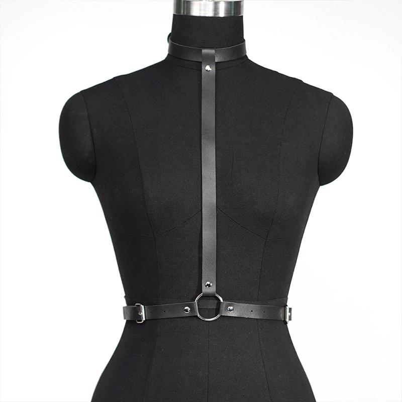 Women Sexy Gothic Leather Harness Lingerie Sexiest Outfit Garter Belt Sex Costume Babydoll Underwear Hot Dress Nightclub Pornset