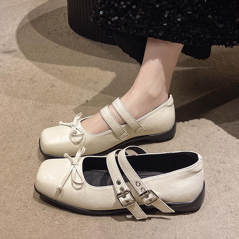 Fashion 2025 Designer Spring Women Mary Jane Shoes Fashion Square Toe Ladies Comfort Soft Sole Flats Women's Comfort Ballerinas Shoes