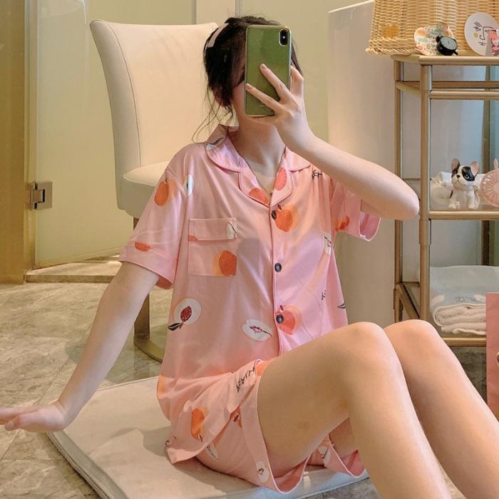 Pajama Set for Women In Summer, Cute Strawberry Print, Sweet Girly Korean Style Casual Design, Soft and Simple Pajamas for Women
