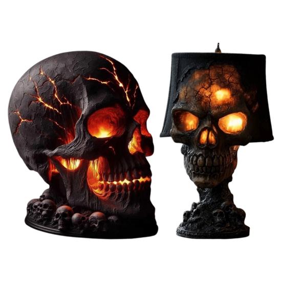 Настольная лампа Yousheng в виде черепа, готическая лампа-череп из магмы, жуткий светодиодный настольный светильник в виде человеческого черепа для вечеринки на Хэллоуин, украшение для каминной полки