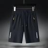 Мужские спортивные шорты, однотонные прямые эластичные шорты на талии, повседневная одежда больших размеров, карманы на молнии в стиле ретро, ​​тонкие летние шорты до колена, мужская одежда
