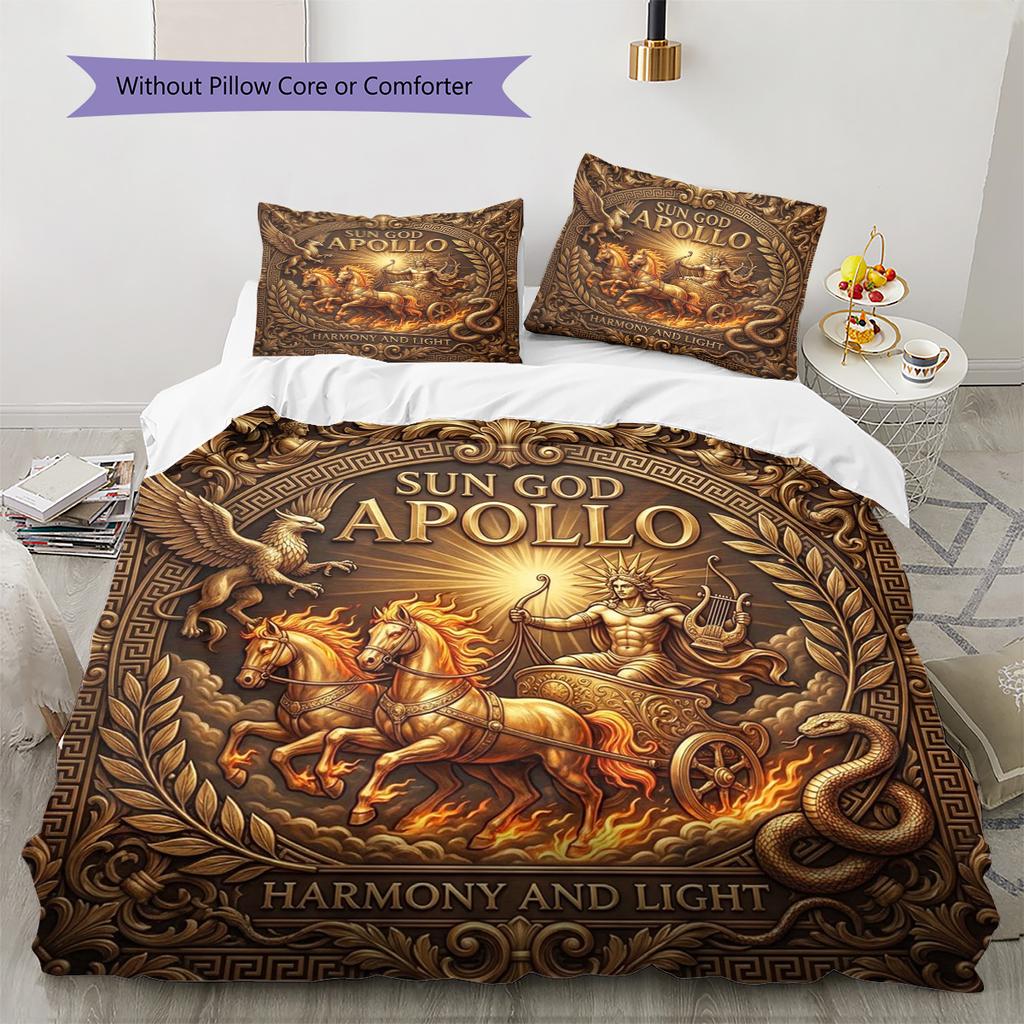 Apollo, the sun god Pattern Bedding Quilt Set Quilt Cover Pillowcase Home Decoration Birthday Gift (1 * duvet cover + 2 * pillowcase, without core)