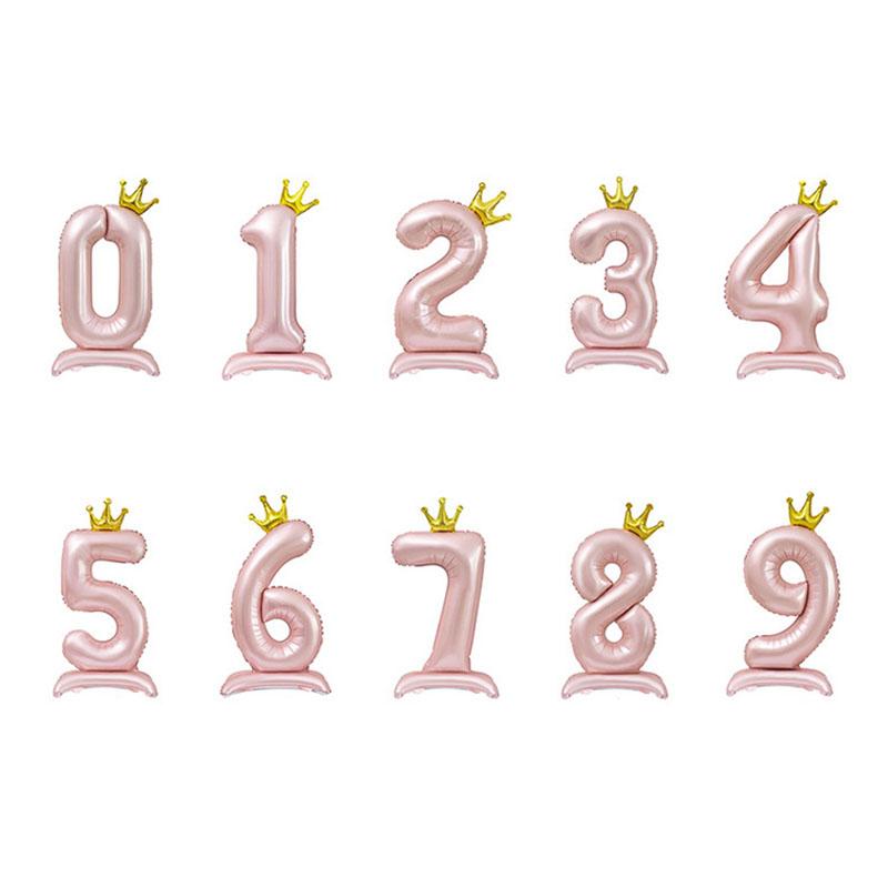 32-дюймовый стоячий цифровой шар из алюминиевой пленки в виде короны синий розовый стоячий цифровой шар украшение для оформления вечеринки в честь дня рождения