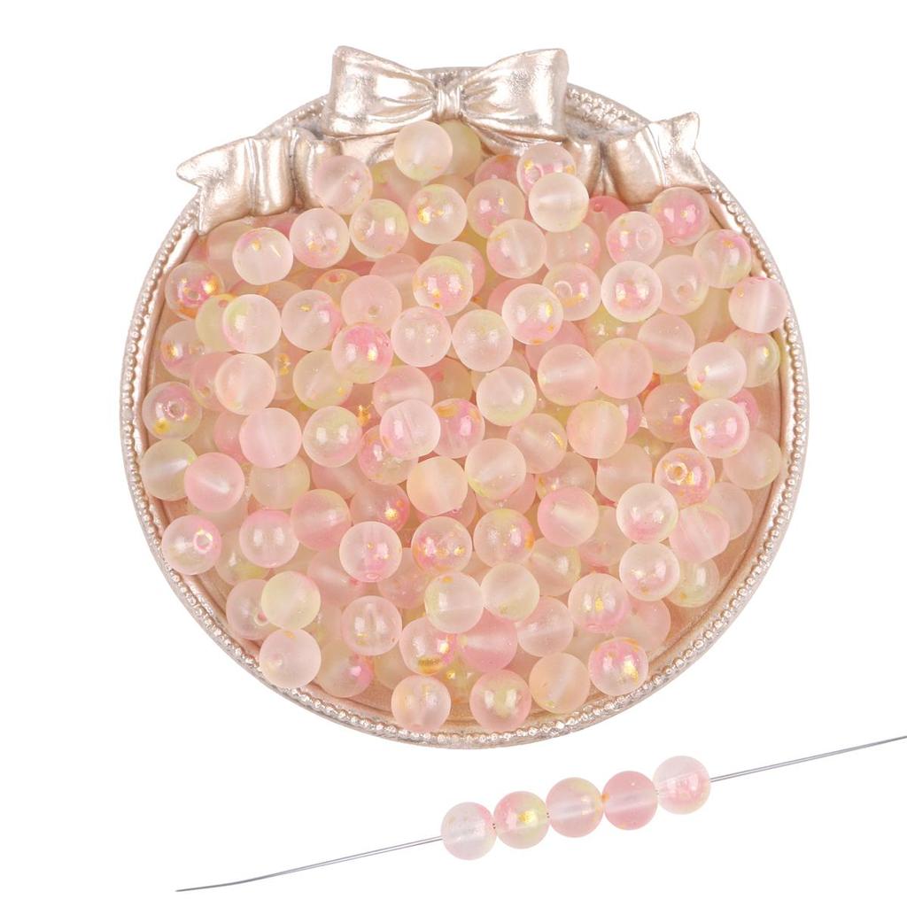 50Pcs 8mm Multicolor Transparent Frosted Glass Loose Beads With Gold Foil For Jewelry Decoration Making DIY Necklace Bracelet Earring