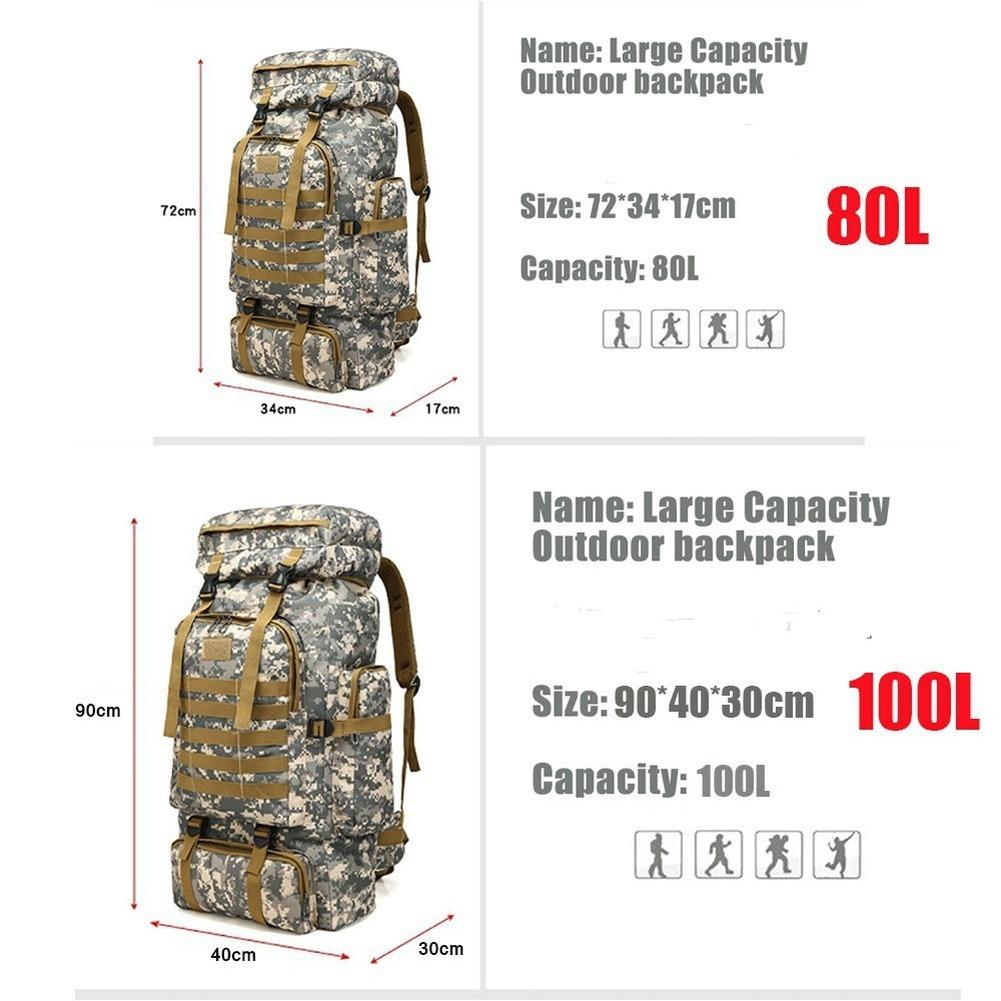 80L/100L Альпинистская сумка Climb Bag Tactical Backpacks Большой рюкзак для походов на открытом воздухе Кемпинг Дорожные сумки