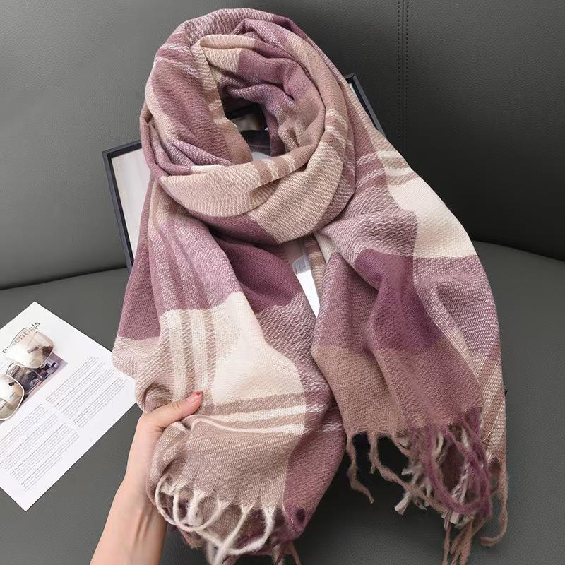 Winter Luxury Classic England Style Women Scarf Fashion Stripe Plaid Scarves Tassel Shawls Pashmina Lady Wrap Hijab