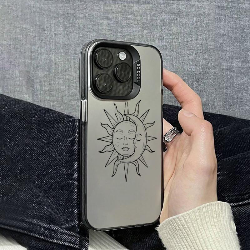 Новый painted чехол "Солнце и Луна" для iPhone 17 16 15 14 13 12 11 Pro/ Max/Plus Защита от падений и ударов Задняя крышка