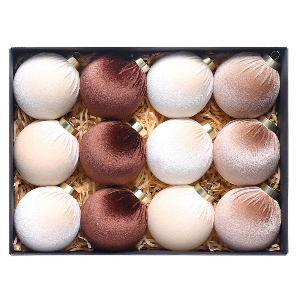 12pcs Plastic Christmas Flocking Balls Pendant Festival Christmas Tree Ornaments  Children Gifts