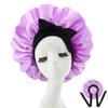 Silk Satin Sleep Cap with Ribbon Bow for Women - Elastic Wide Brim Bath Headscarf Hat for Hair Care