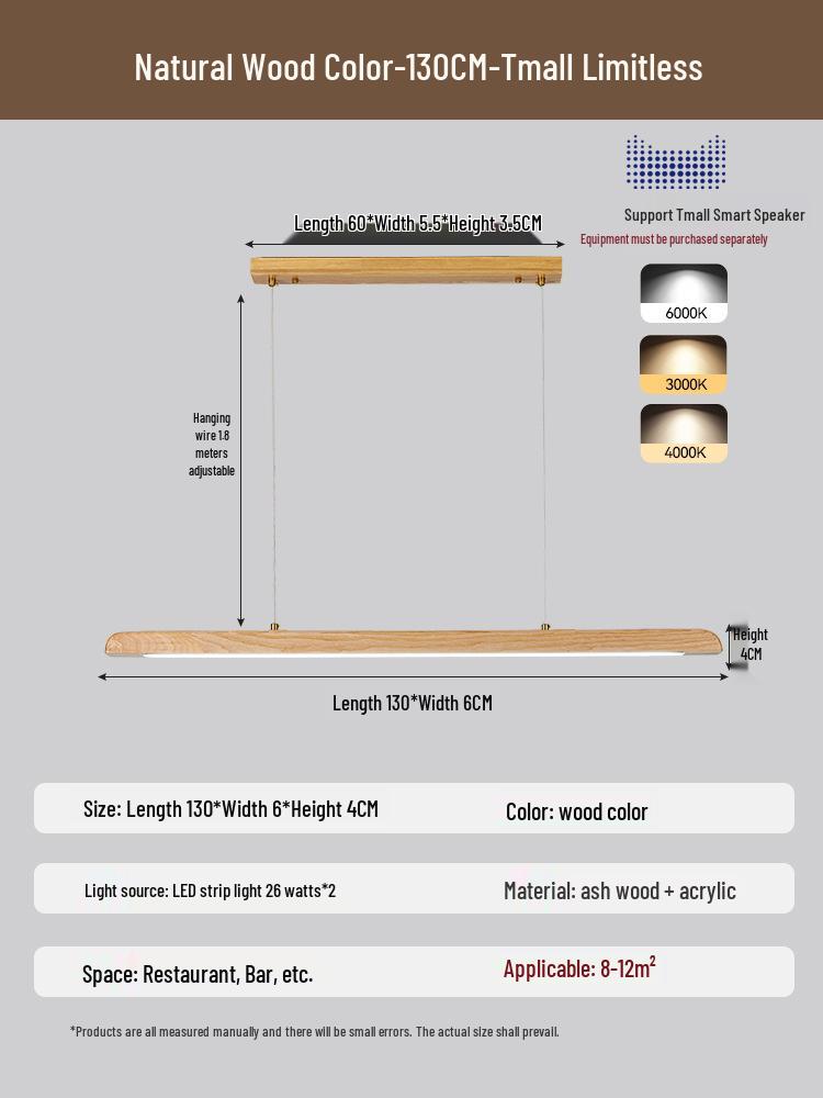 White Ash Solid Wood Zen Chandelier for Dining Room, Tea Room, Bar Counter, or Office Desk