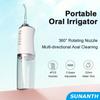 220 ml og'iz irrigatori 4 ta nasadkali 3 rejimli suv o'tkazmaydigan IPX7 tish cho'tkasi USB orqali qayta zaryadlanadigan portativ sayohat uy og'iz irrigatori