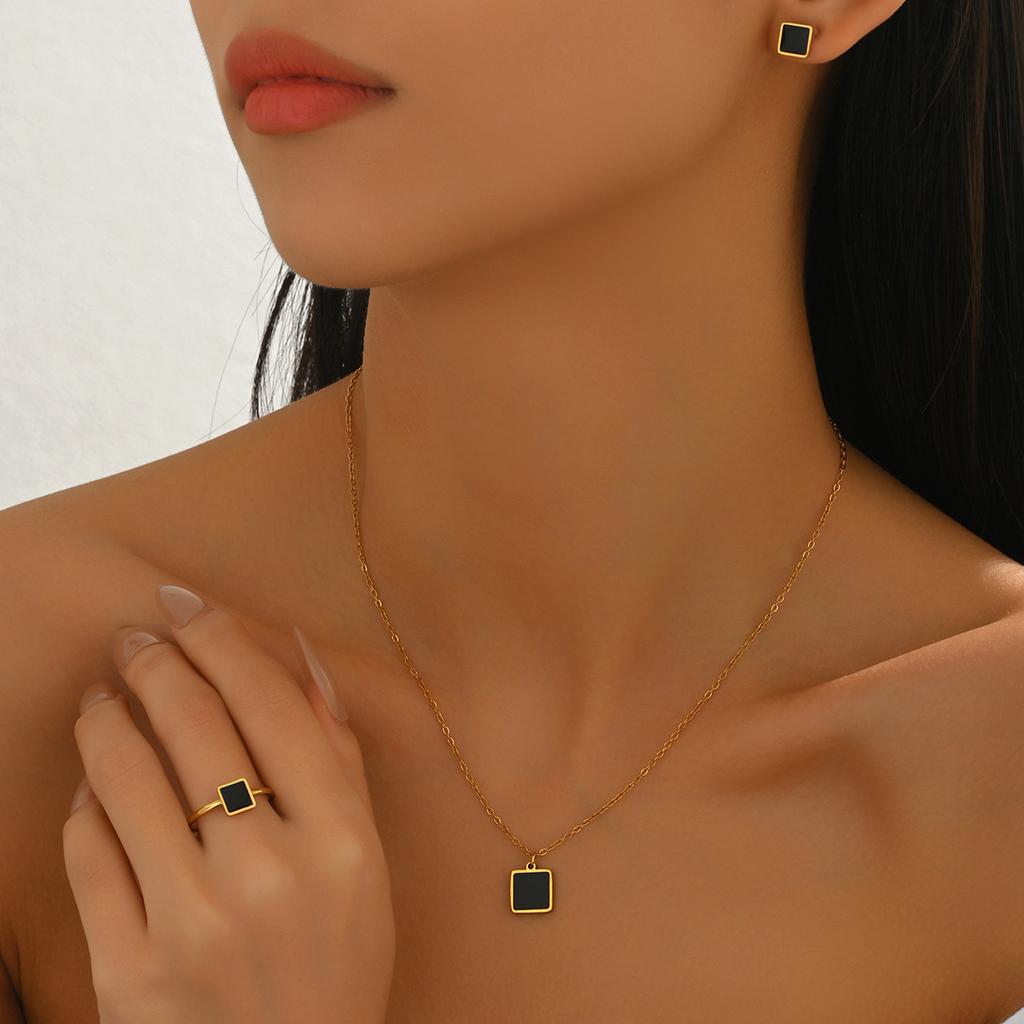 Серьги Ювелирный набор в европейском и американском стиле для женщин Геометрический дизайн куба Акриловая инкрустация Длинное ожерелье Универсальные серьги